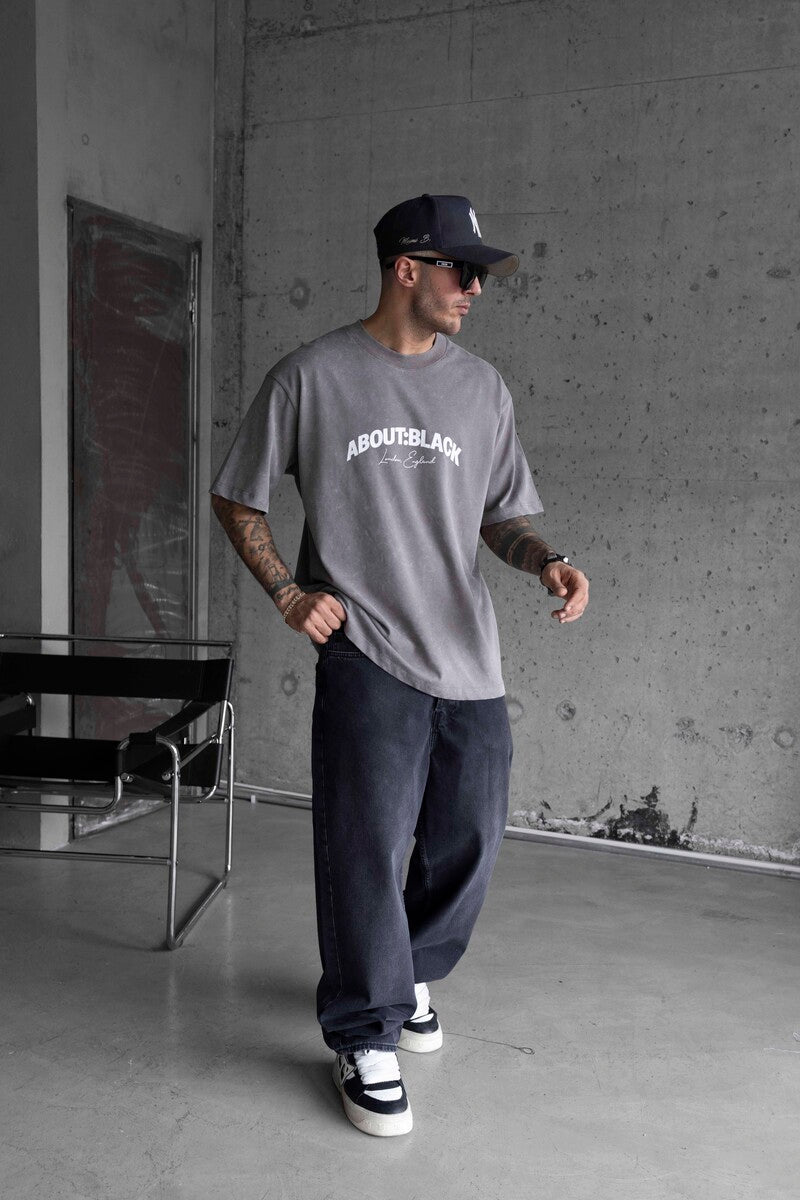 ABOUT BLACK PRINTED T-SHIRT GRAY 1767
