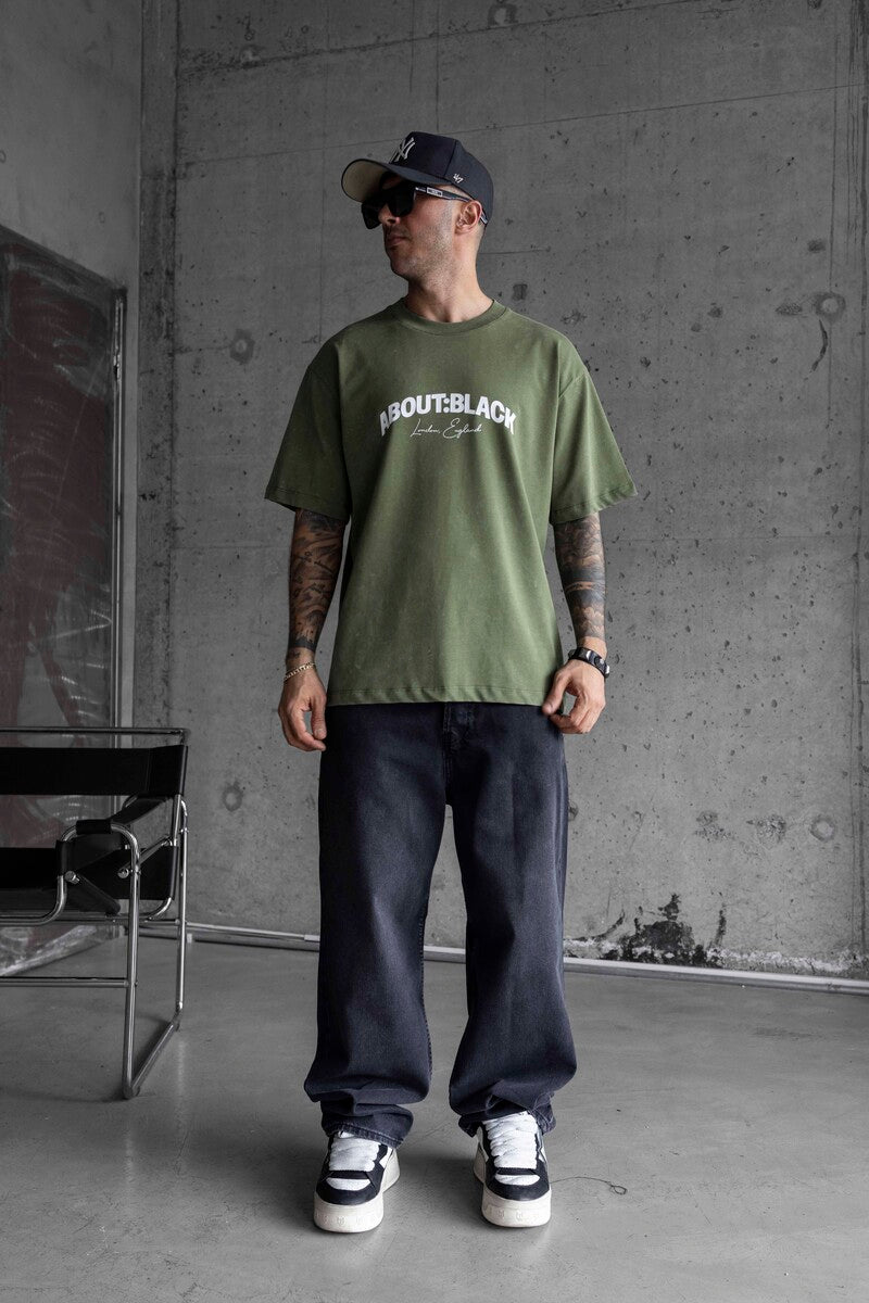 ABOUT BLACK PRINTED T-SHIRT GREEN 1767