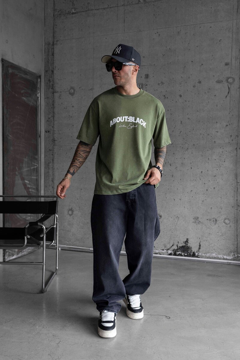 ABOUT BLACK PRINTED T-SHIRT GREEN 1767