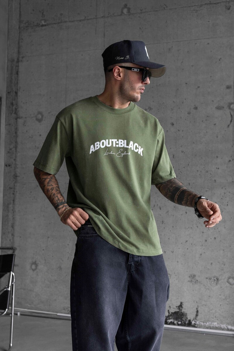 ABOUT BLACK PRINTED T-SHIRT GREEN 1767