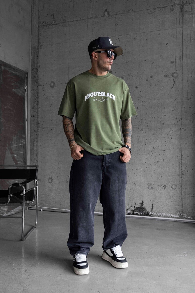 ABOUT BLACK PRINTED T-SHIRT GREEN 1767