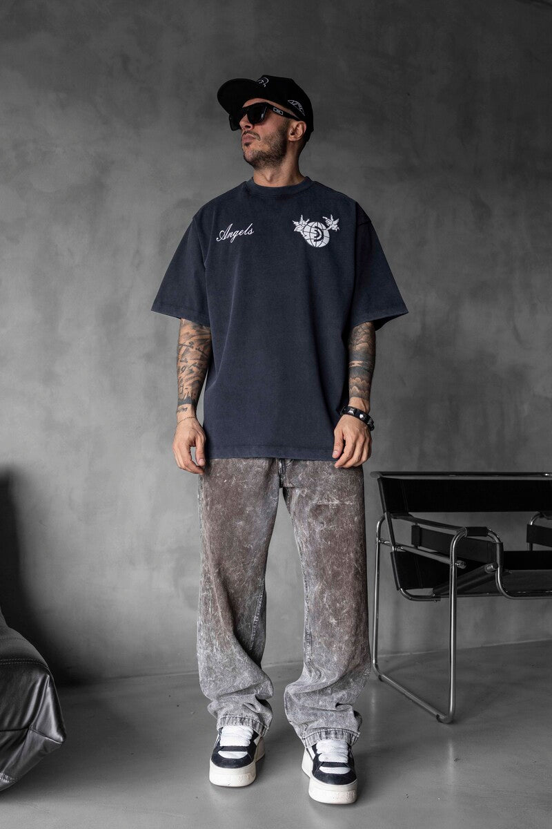ANGELS PRINTED WASHED T-SHIRT BLACK 1830