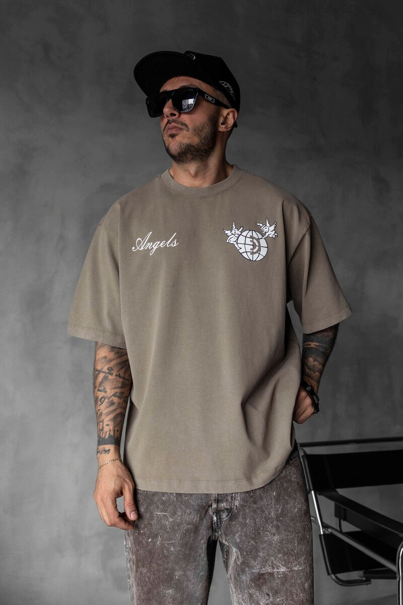 ANGELS PRINTED WASHED T-SHIRT GREEN 1830