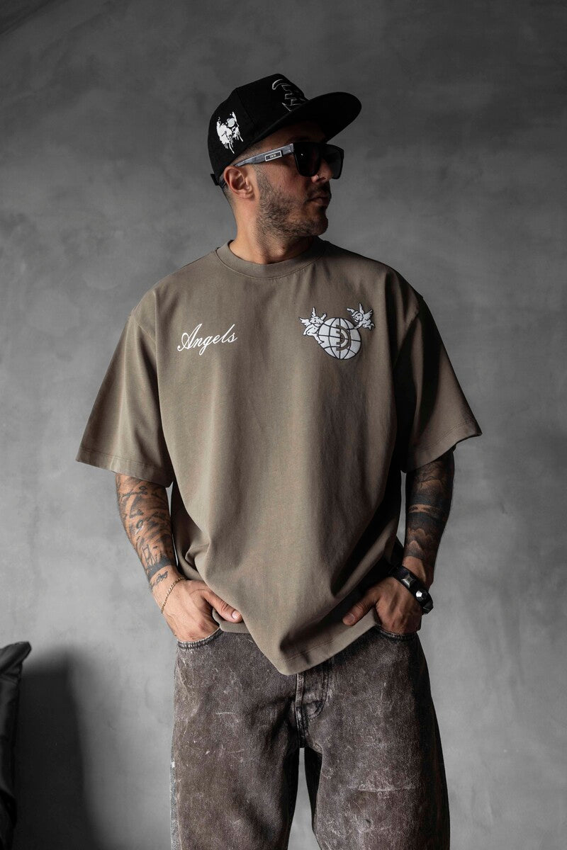 ANGELS PRINTED WASHED T-SHIRT GREEN 1830