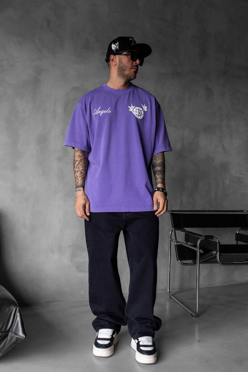 ANGELS PRINTED WASHED T-SHIRT PURPLE 1830