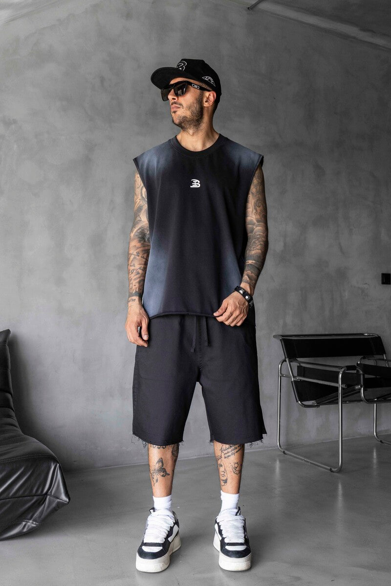 B Printed Black Singlet 1884