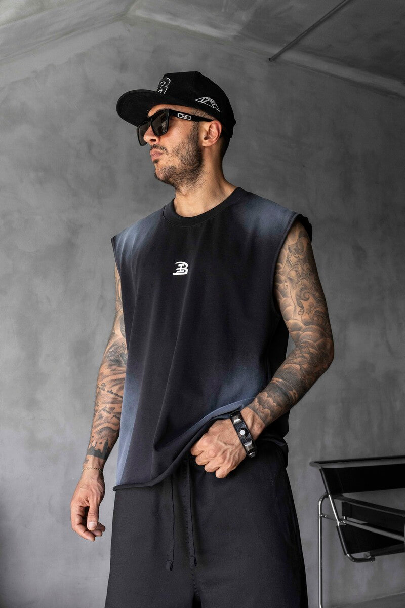 B Printed Black Singlet 1884