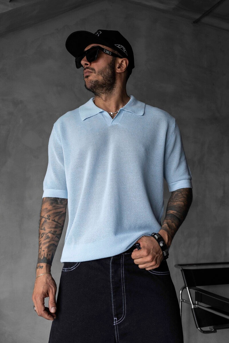 BABY BLUE POLO COLLAR KNITWEAR KRN1003
