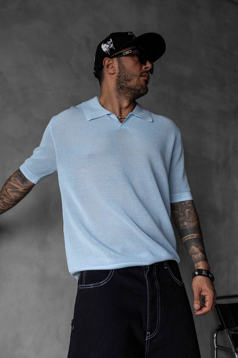 BABY BLUE POLO COLLAR KNITWEAR KRN1003