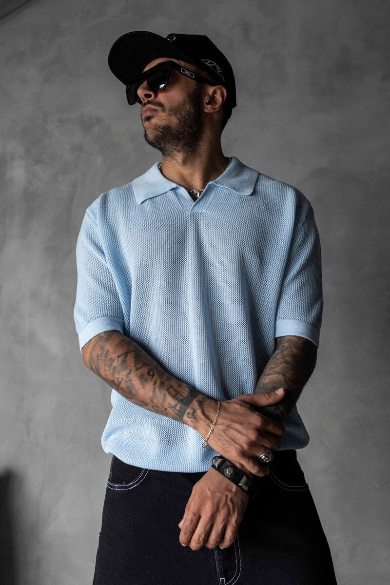 BABY BLUE POLO COLLAR KNITWEAR KRN1003