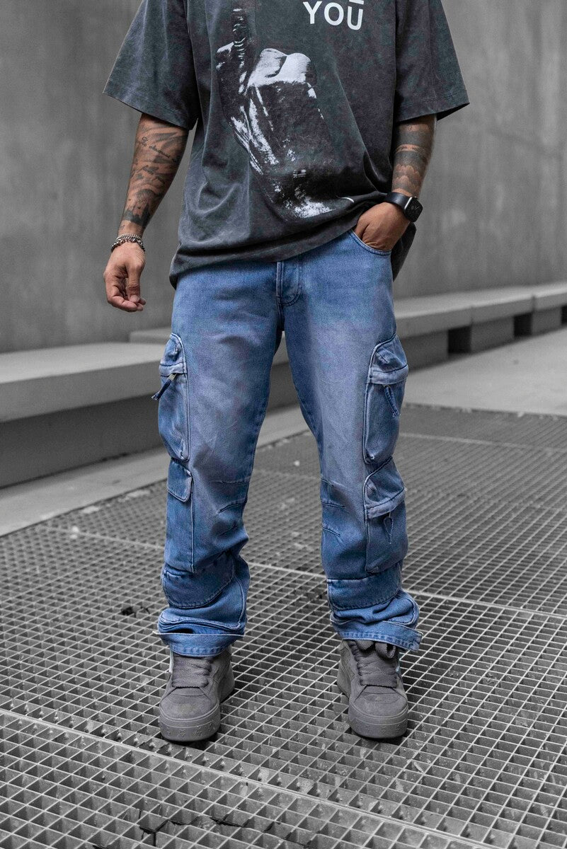 Baggy Blue Cargo Pants 16787