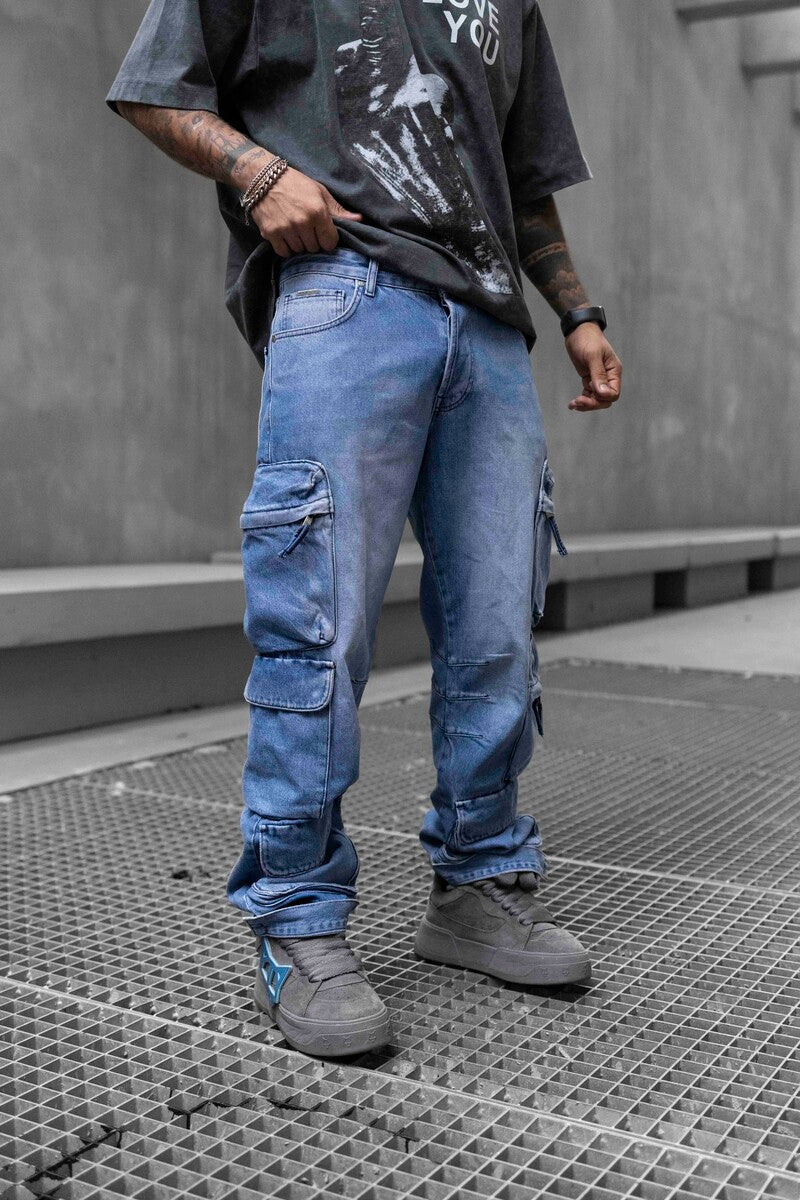 Baggy Blue Cargo Pants 16787