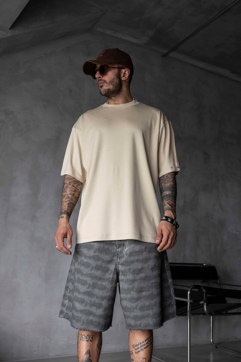 Basic Oversize Beige Intense T-shirt 1708