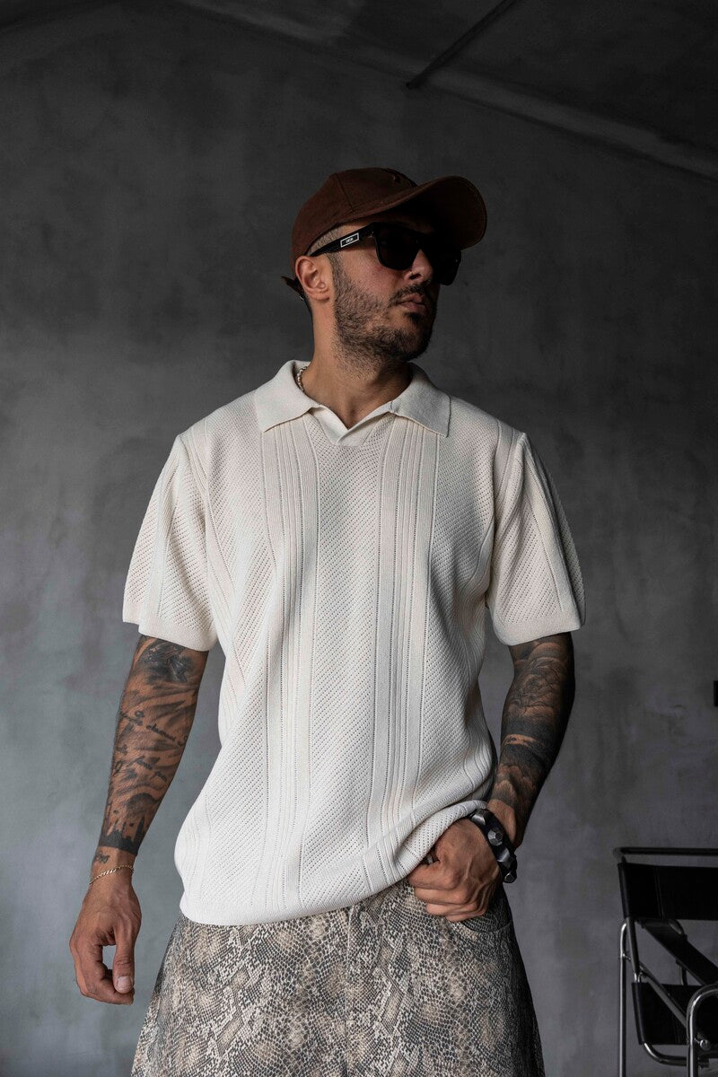 BEIGE POLO COLLAR KNITWEAR 2624