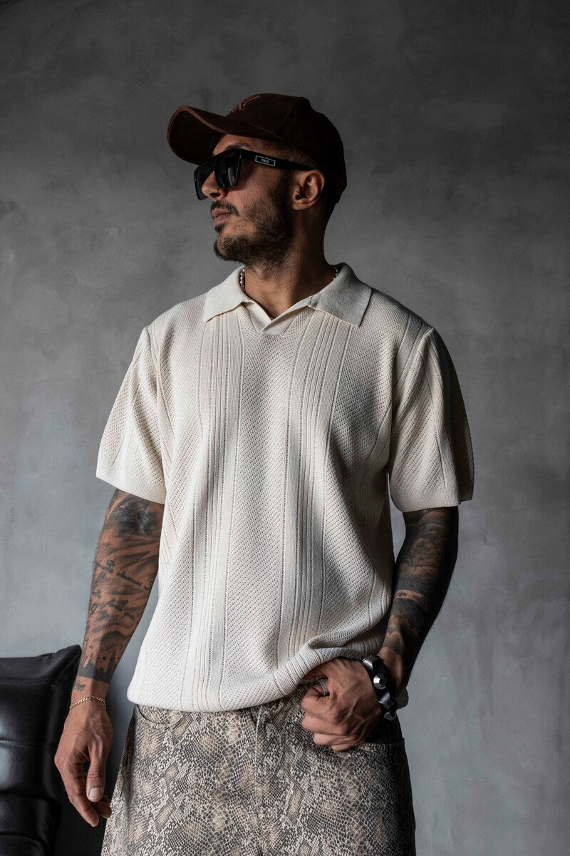 BEIGE POLO COLLAR KNITWEAR 2624