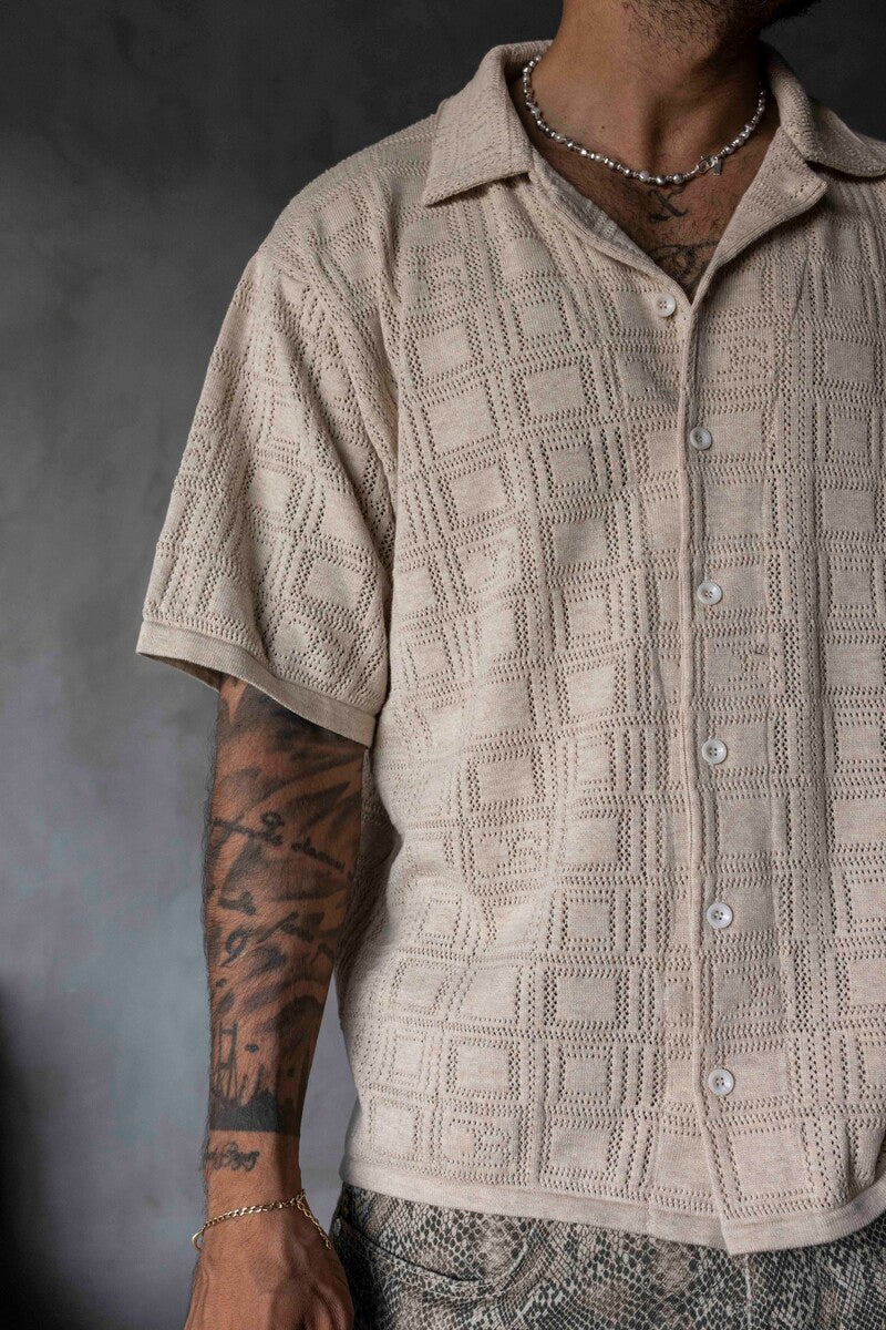 BEIGE POLO COLLAR KNITWEAR 2632