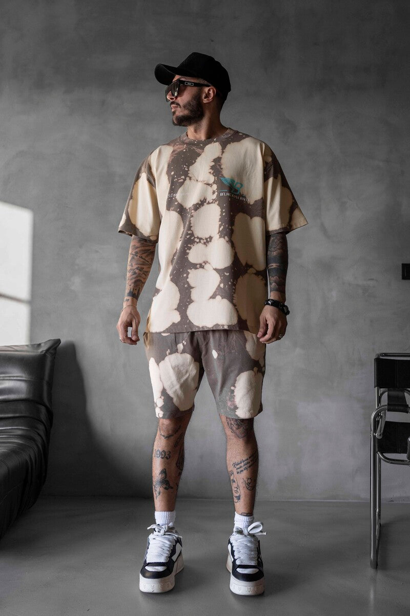 Biege T-shirt and Shorts Set 1745-46