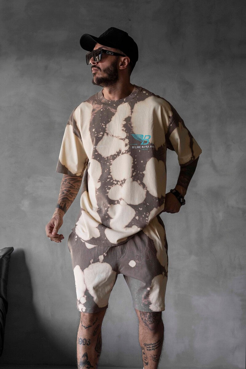 Biege T-shirt and Shorts Set 1745-46
