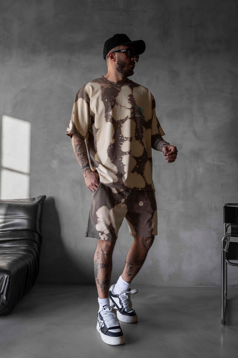 Biege T-shirt and Shorts Set 1745-46