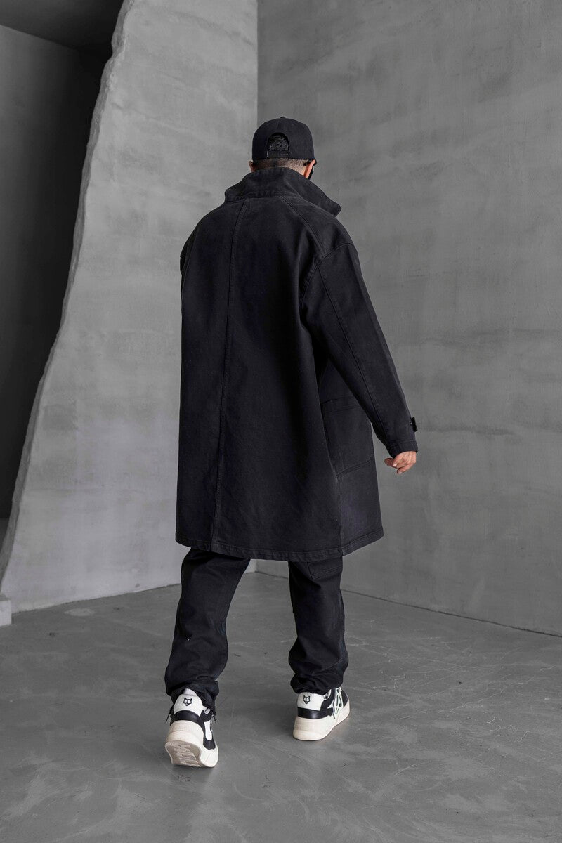 Black Denim Trenchcoats 16936