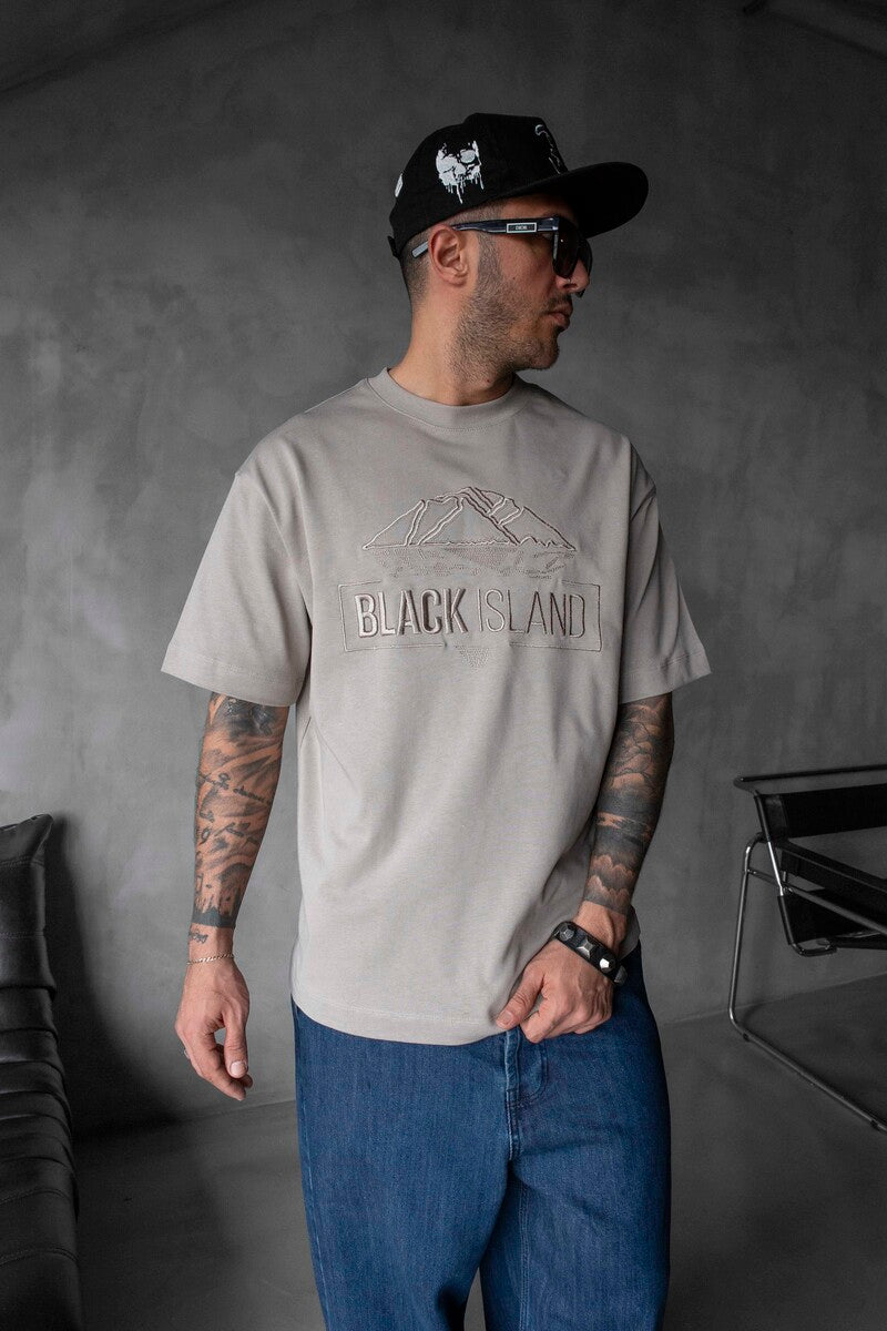 Black Island Logo Printed Light Brown T-shirt 1842