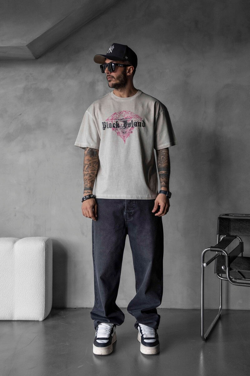 BLACK ISLAND PRINTED WASHED T-SHIRT OFF-WHITE 1804