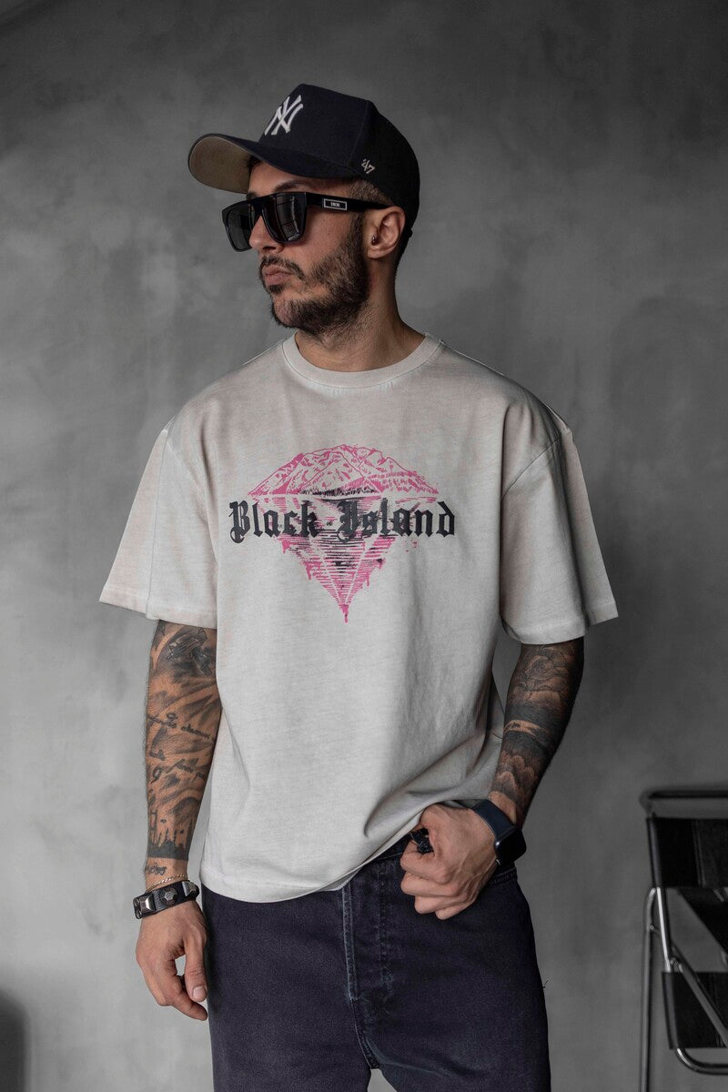 BLACK ISLAND PRINTED WASHED T-SHIRT OFF-WHITE 1804