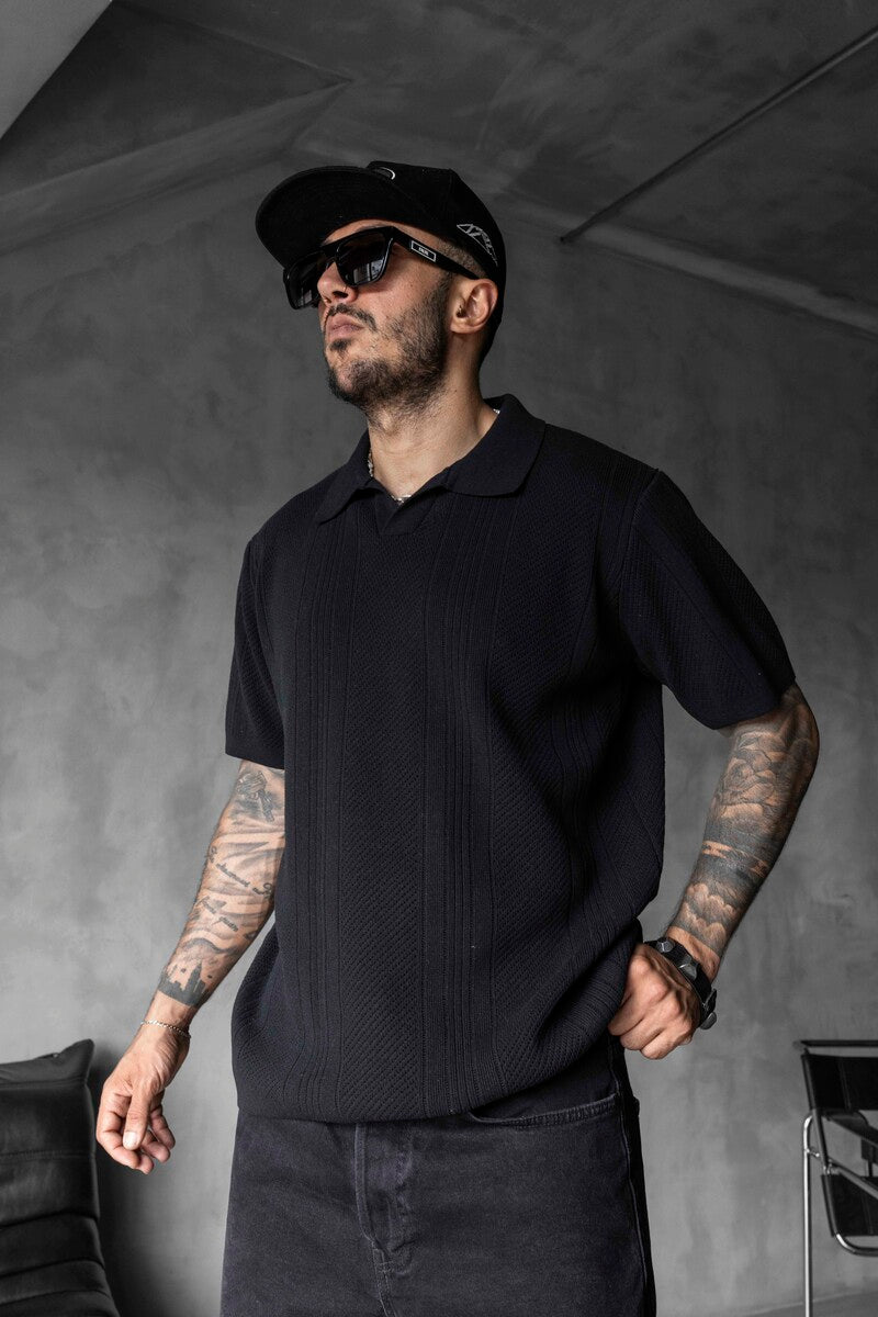 BLACK POLO COLLAR KNITWEAR 2624