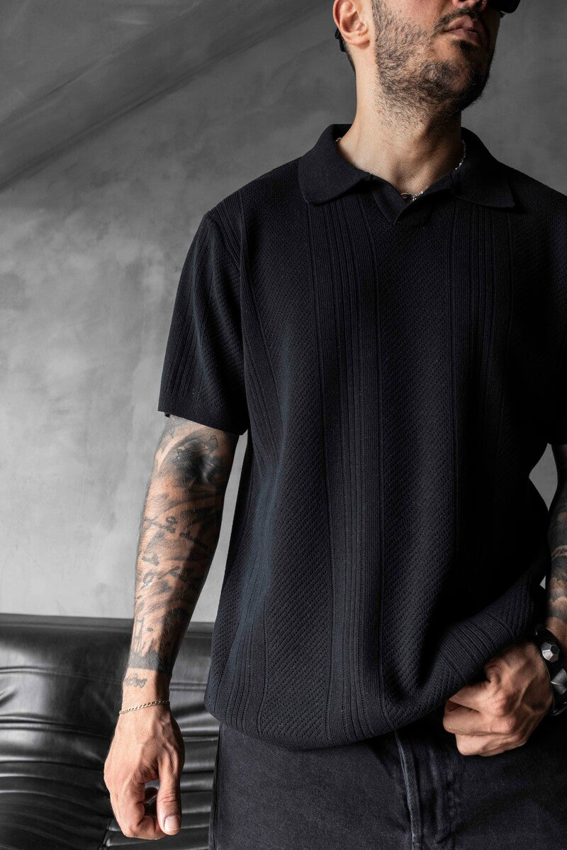 BLACK POLO COLLAR KNITWEAR 2624
