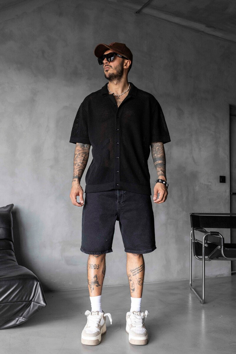 BLACK POLO COLLAR KNITWEAR 2629