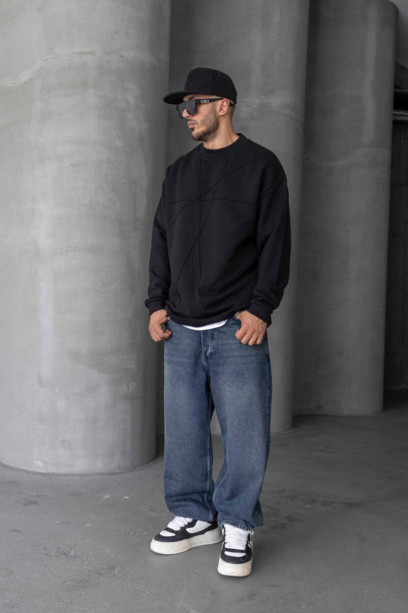 Men’s Oversized Black Sweatshirt 1645
