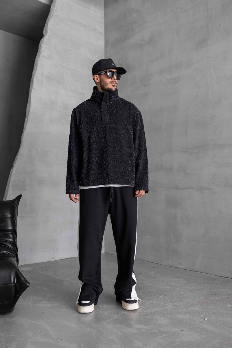 BLACK TEXTURED DENIM JACKET 16961