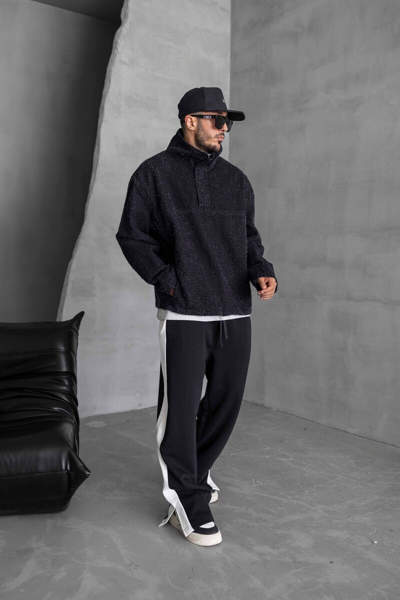 BLACK TEXTURED DENIM JACKET 16961
