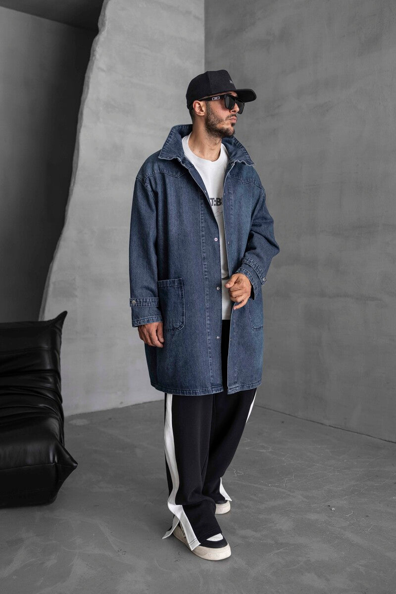 Blue Denim Trenchcoats 16937