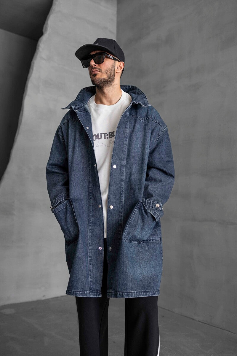 Blue Denim Trenchcoats 16937