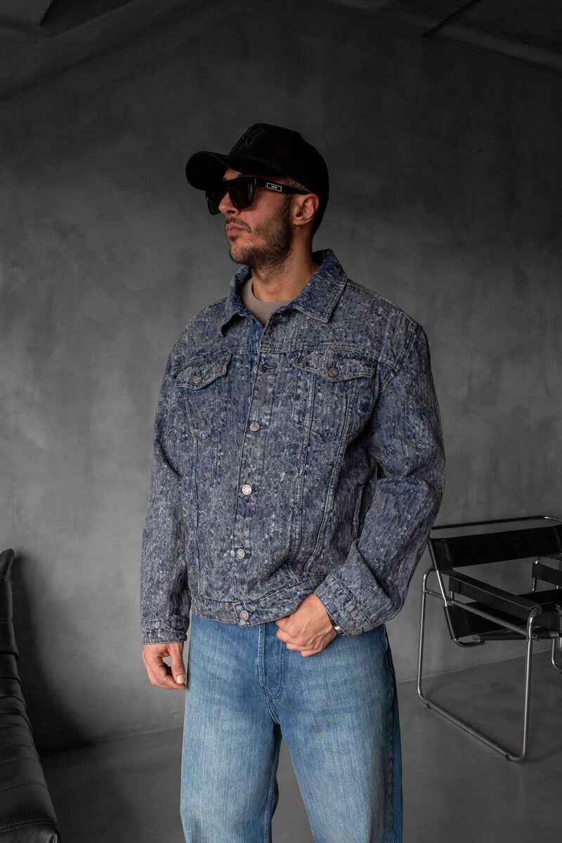 BLUE TEXTURED DENIM JACKET 16939
