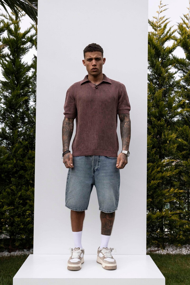 BROWN POLO COLLAR KNITWEAR KRN1004