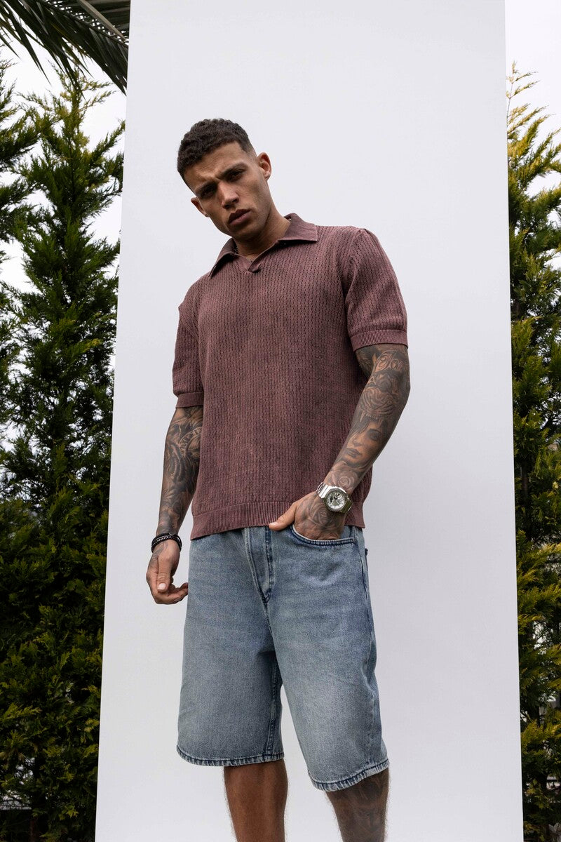BROWN POLO COLLAR KNITWEAR KRN1004