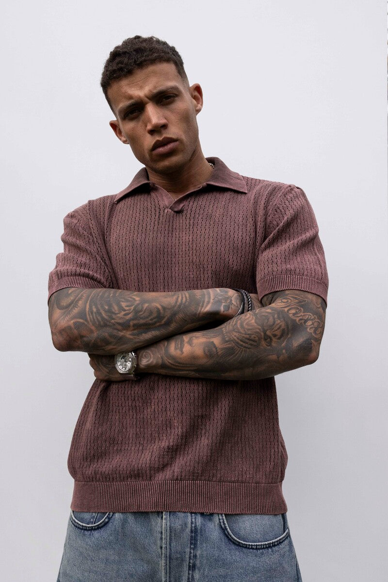 BROWN POLO COLLAR KNITWEAR KRN1004