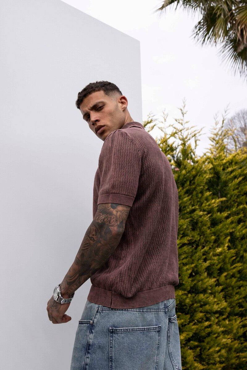 BROWN POLO COLLAR KNITWEAR KRN1004