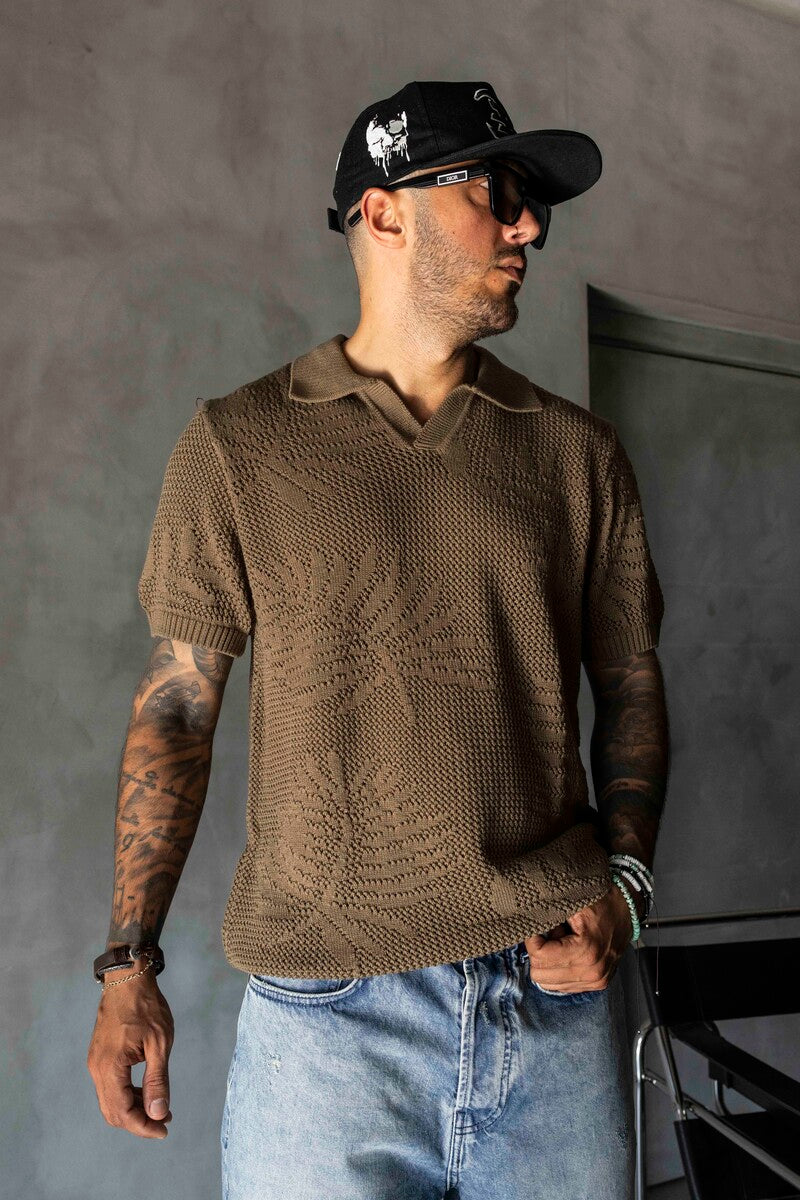 BROWN POLO COLLAR KNITWEAR KRN1005