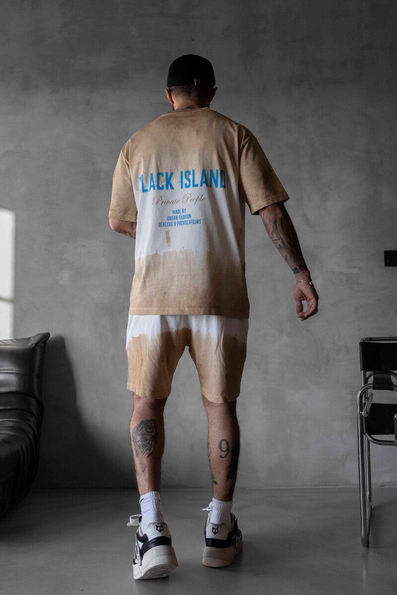 Dark Beige T-shirt and Shorts Set 1743-44