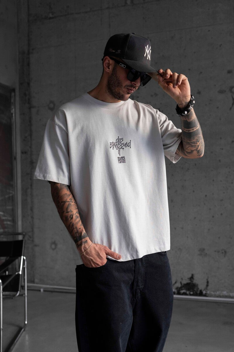 DIS STRESSED PRINTED WASHED T-SHIRT WHITE 1769