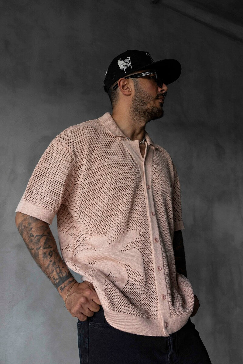 DUSTY PINK POLO COLLAR KNITWEAR 2629