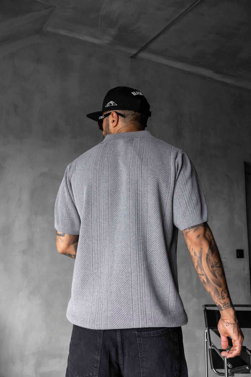 GRAY POLO COLLAR KNITWEAR 2624