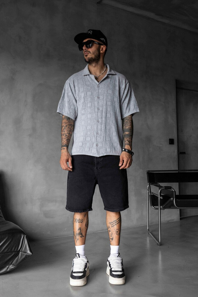 GRAY POLO COLLAR KNITWEAR 2632