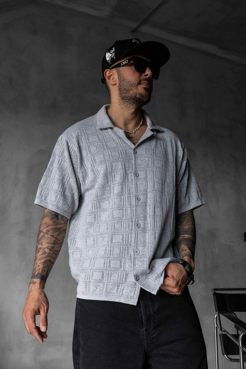 GRAY POLO COLLAR KNITWEAR 2632