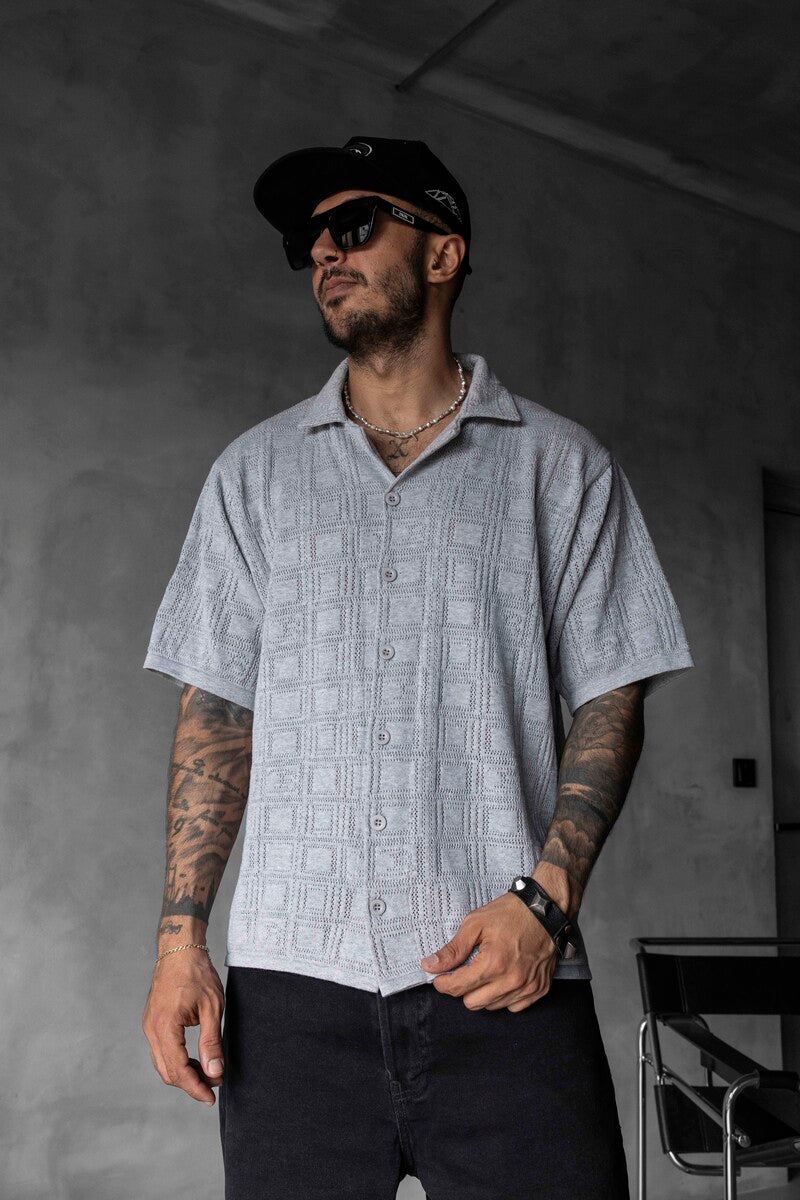 GRAY POLO COLLAR KNITWEAR 2632