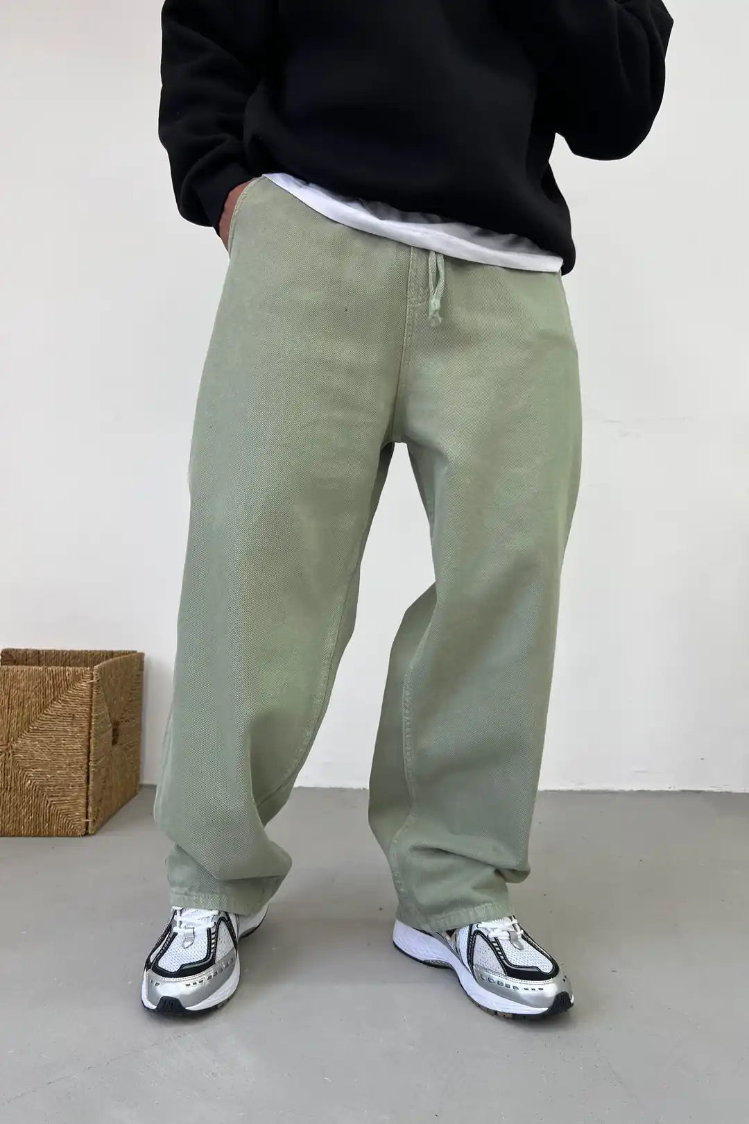 Textured Canvas Wide Pants – Effortless Utility Comfort