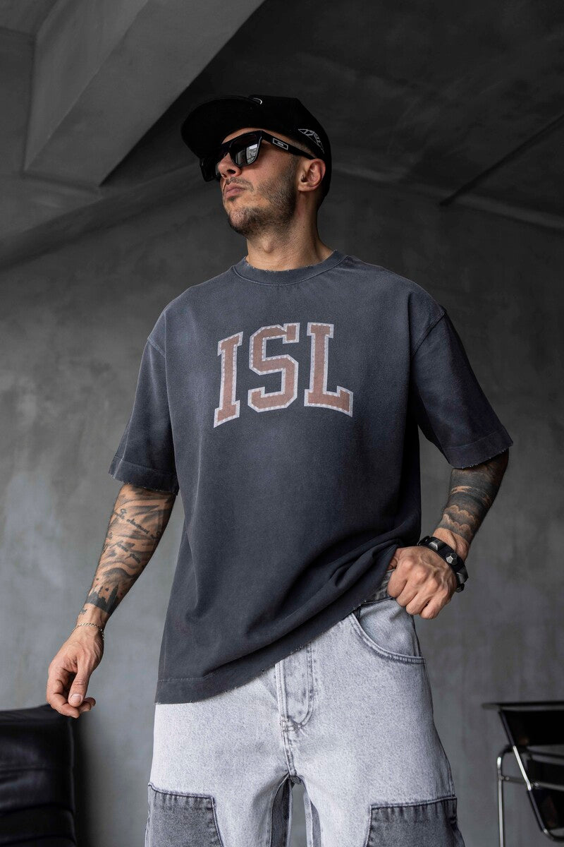 ISL PRINTED WASHED T-SHIRT BLACK 1807